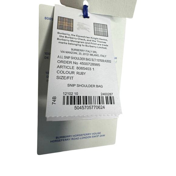 Burberry NWT Snip Leather Shoulder Bag in Ruby - Picture 16 of 16